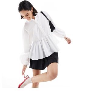 ASOS DESIGN dropped waist peplum shirt in white